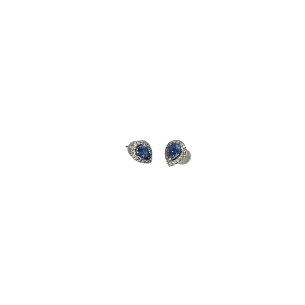 Boucles d'oreilles or gris saphirs et diamants